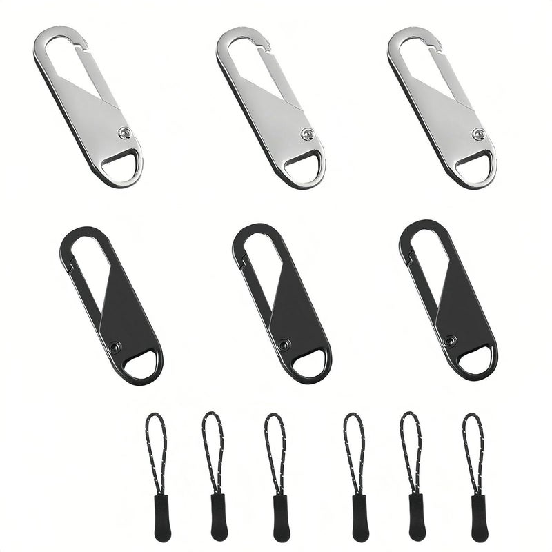 Rabihike Zipper Pull Replacement, Zipper Pull Tabs for Luggage Clothing Jackets Backpacks Boots Purse Coat (Black+ Silver - Image 1